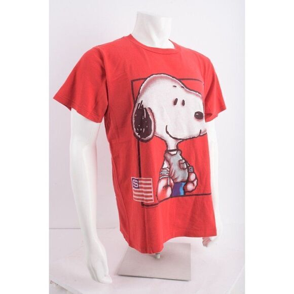 Vintage Snoopy Sport Graphic Shirt Red L Large Pre Shrunk Cotton Single stitch - Picture 2 of 6